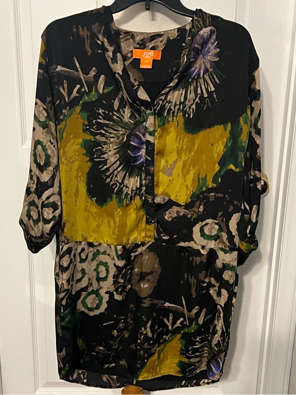 NWOT Joe Fresh Black Floral Print Button-Front Dress